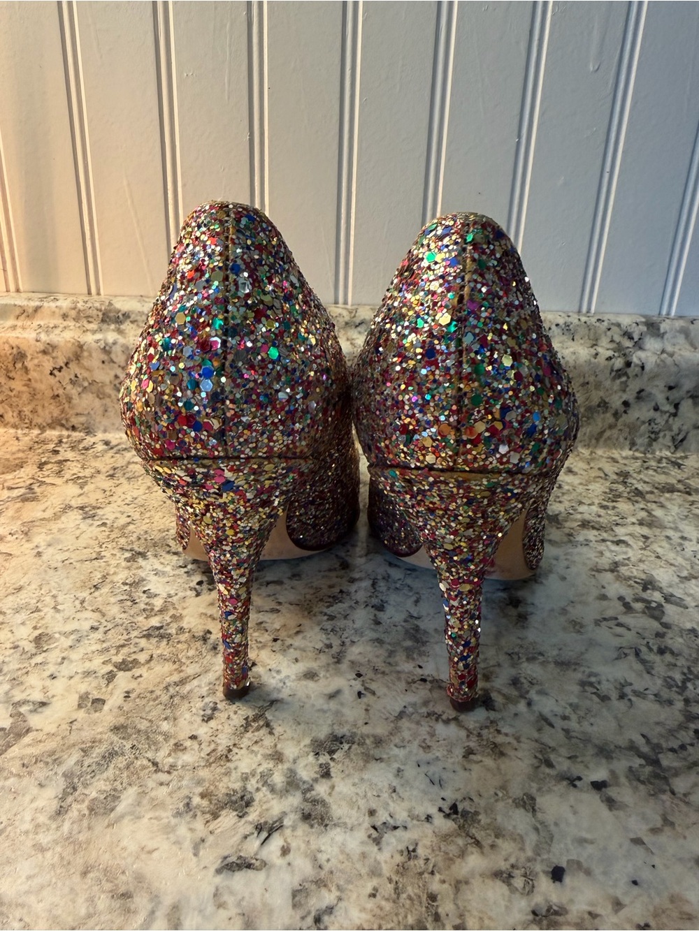 kate spade Multicolor Rainbow Glitter Pointed Toe Heels Holiday Party NYE Xmas - Picture 4 of 11